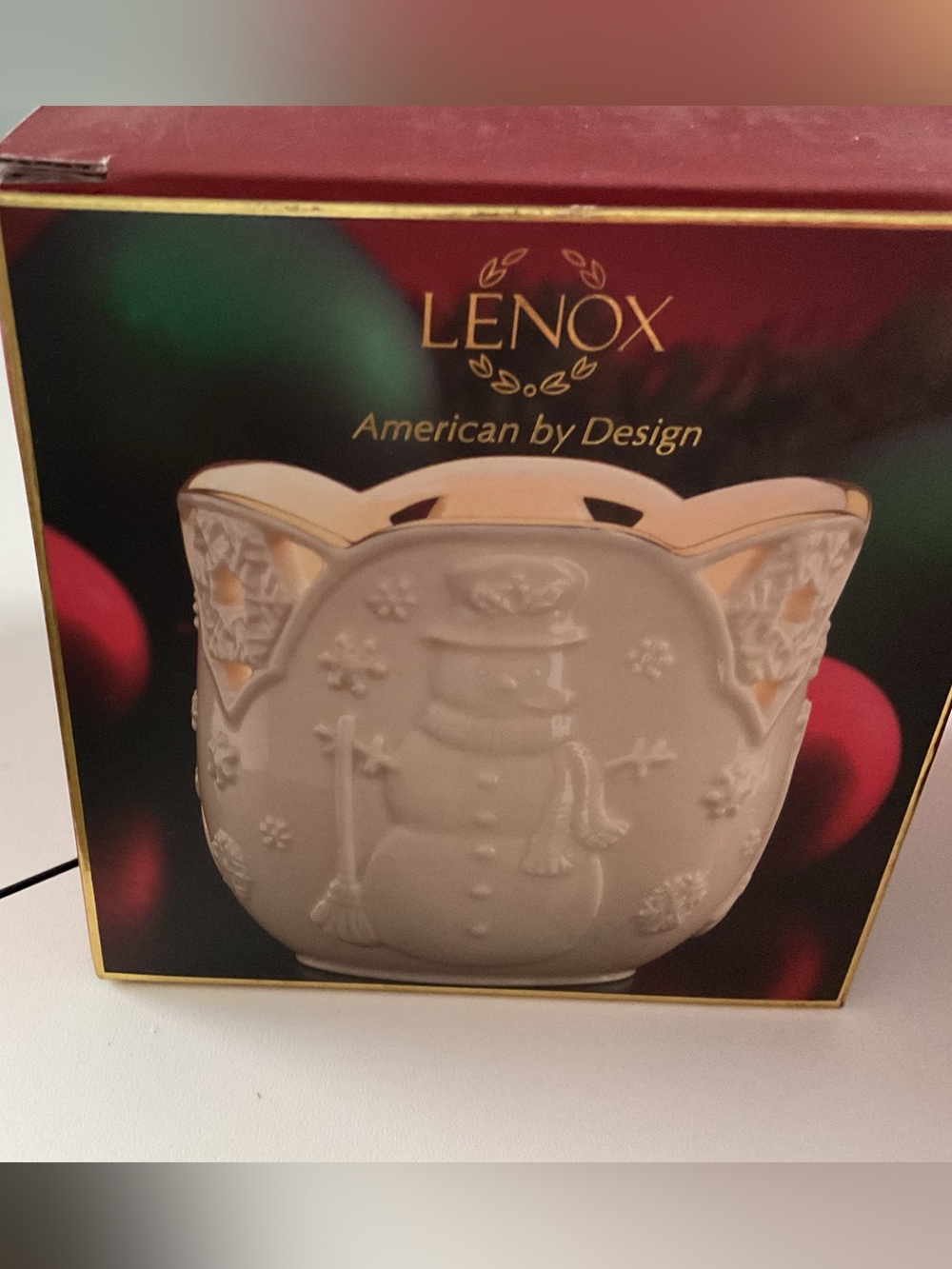 Lenox Merry Lights" Snowman Votive Candle Holder - NIB